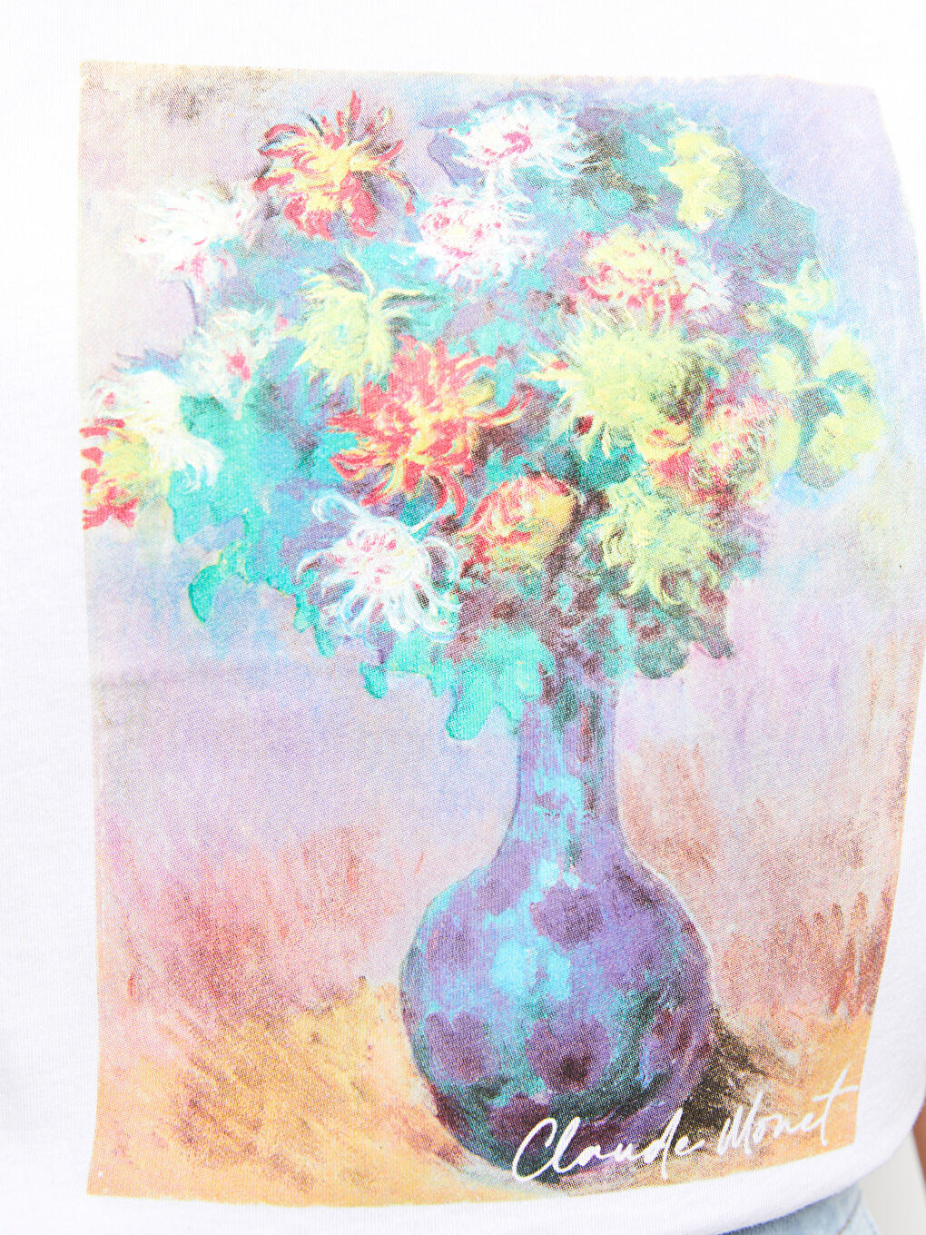 Crew Neck Claude Monet Printed Short Sleeve Cotton Women's T-Shirt-3