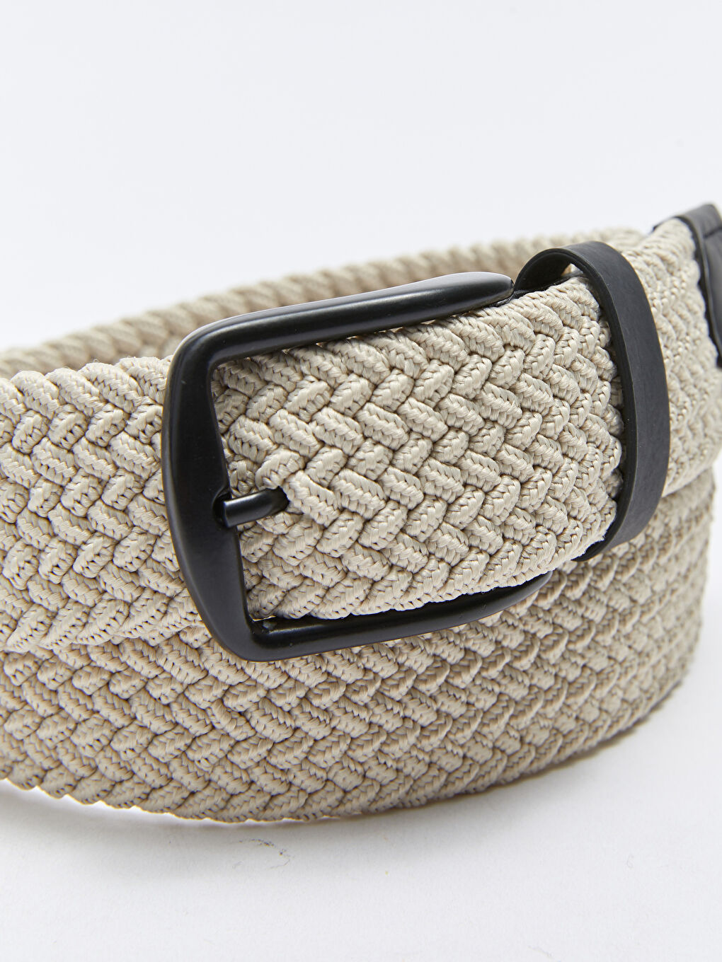 Bej Örgü Desenli Erkek Kemer-3