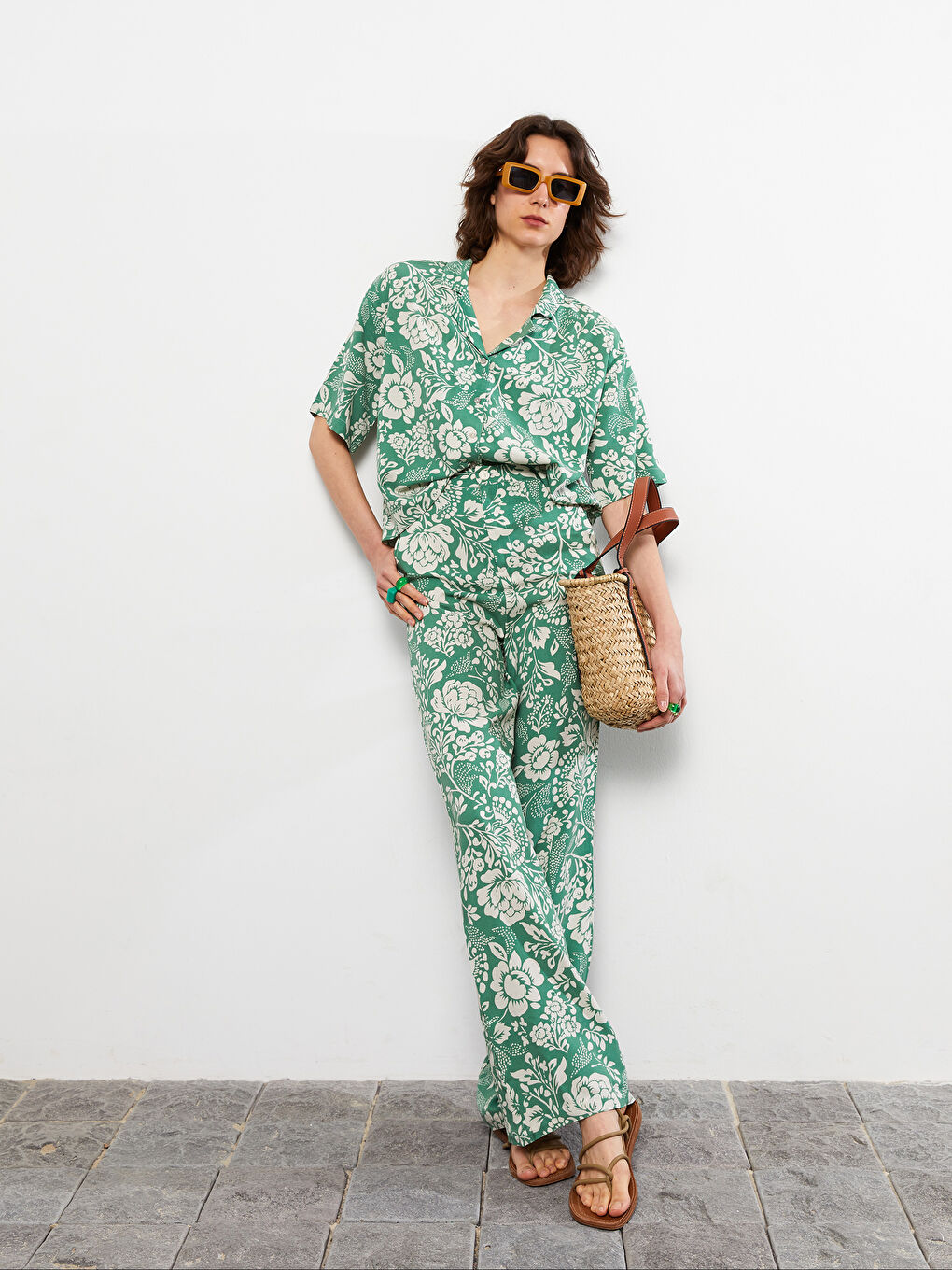 Udobne Cvetne Lanene Ženske Pantalone sa Džepovima