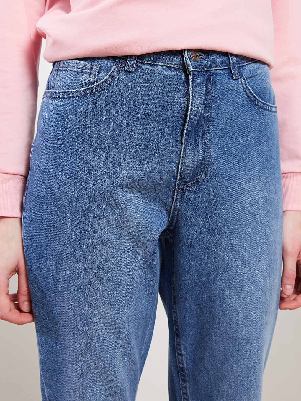 İndigo Standart Fit Cep Detaylı Kadın Rodeo Jean Pantolon-2