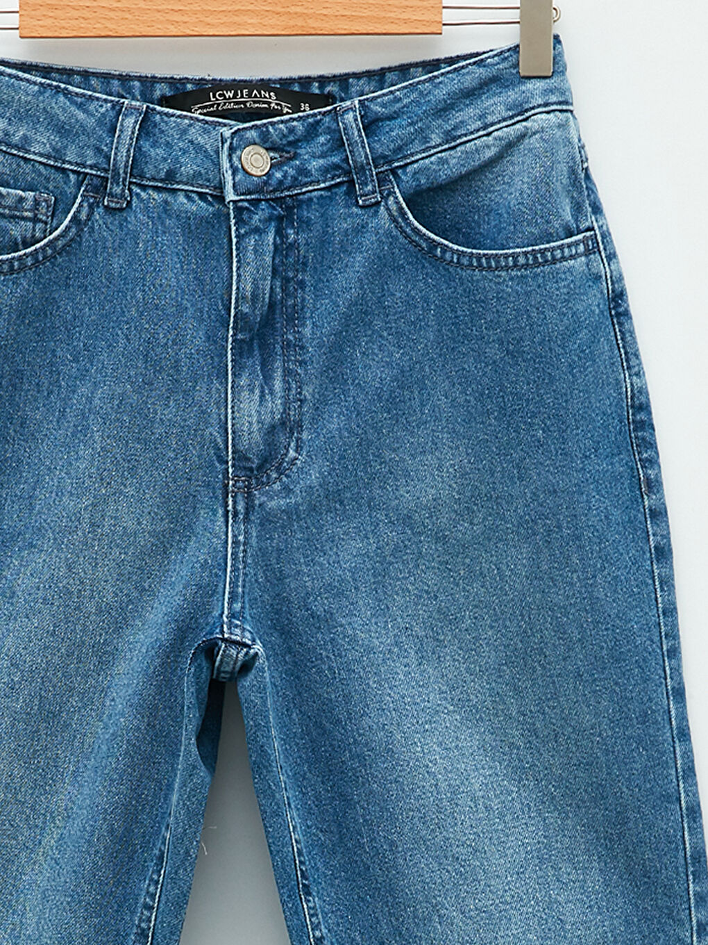 İndigo Standart Fit Cep Detaylı Kadın Rodeo Jean Pantolon-7