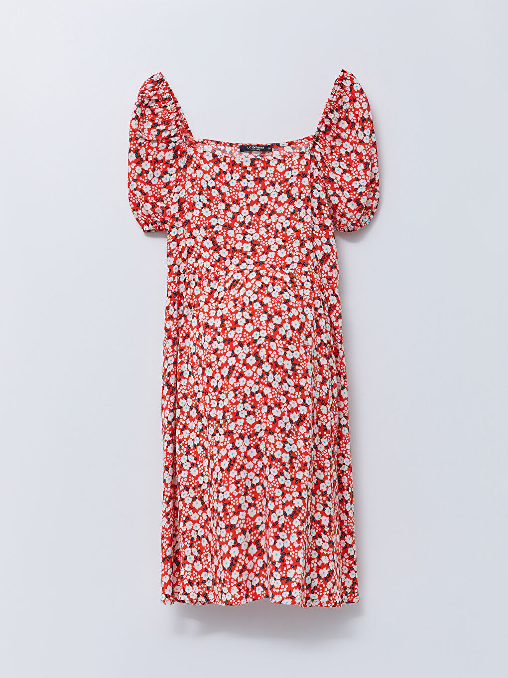 Robe de maternité en viscose à manches courtes et col carré avec motif floral-6