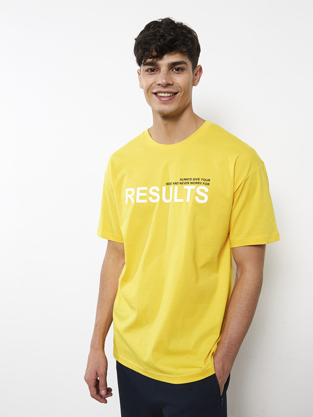 Oversize Crew Neck Short Sleeve Printed Jersey Men's T-Shirt