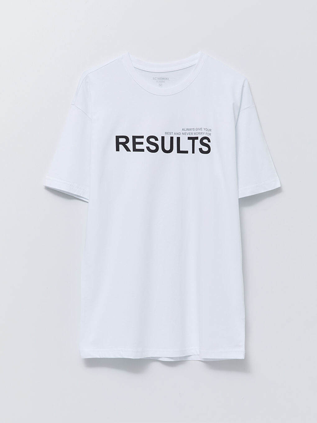 Beyaz Oversize Bisiklet Yaka Kısa Kollu Baskılı Penye Erkek Tişört-5