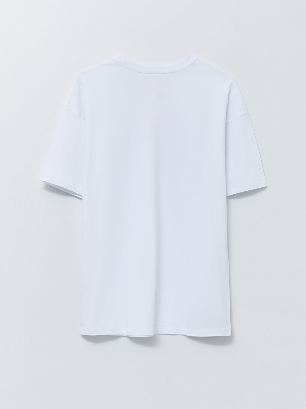 Beyaz Oversize Bisiklet Yaka Kısa Kollu Baskılı Penye Erkek Tişört-6