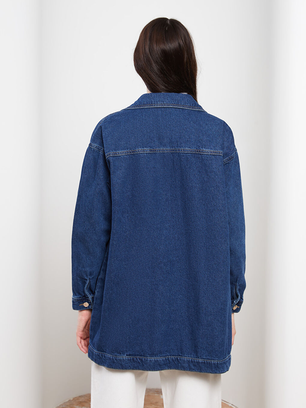 Tunică Cămașă Rodeo din Denim pentru Femei cu Guler și Imprimeu, Mânecă Lungă-3