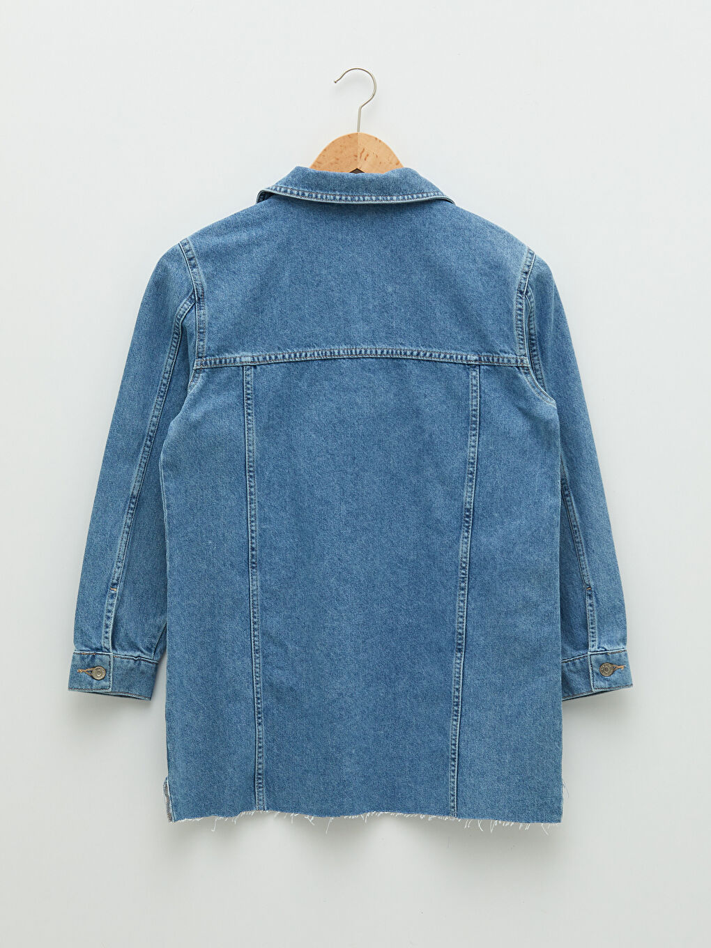 İndigo Gömlek Yaka Parlak Taşlı Kadın Jean Ceket-6