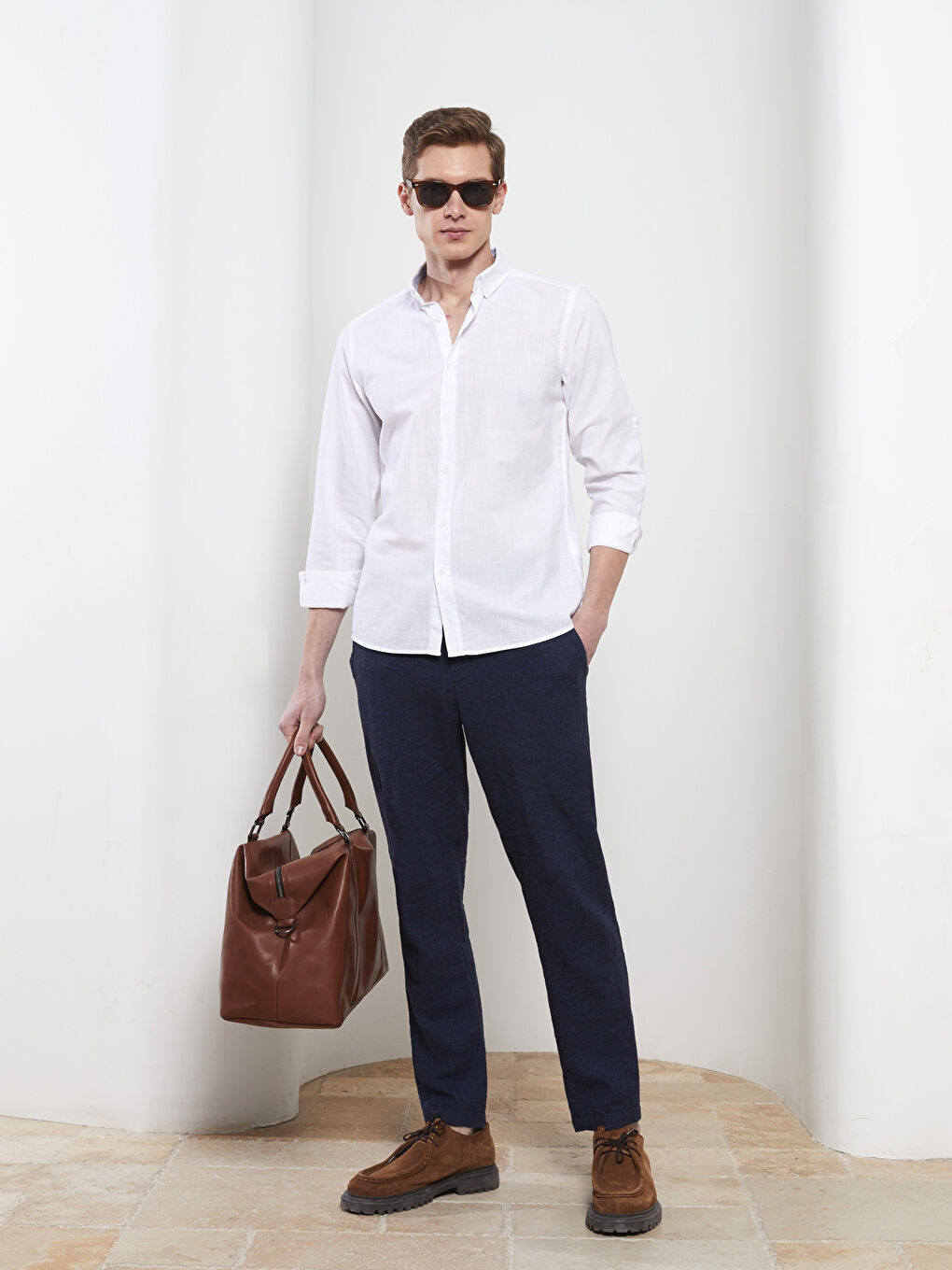 Beyaz Slim Fit Uzun Kollu Poplin Erkek Gömlek