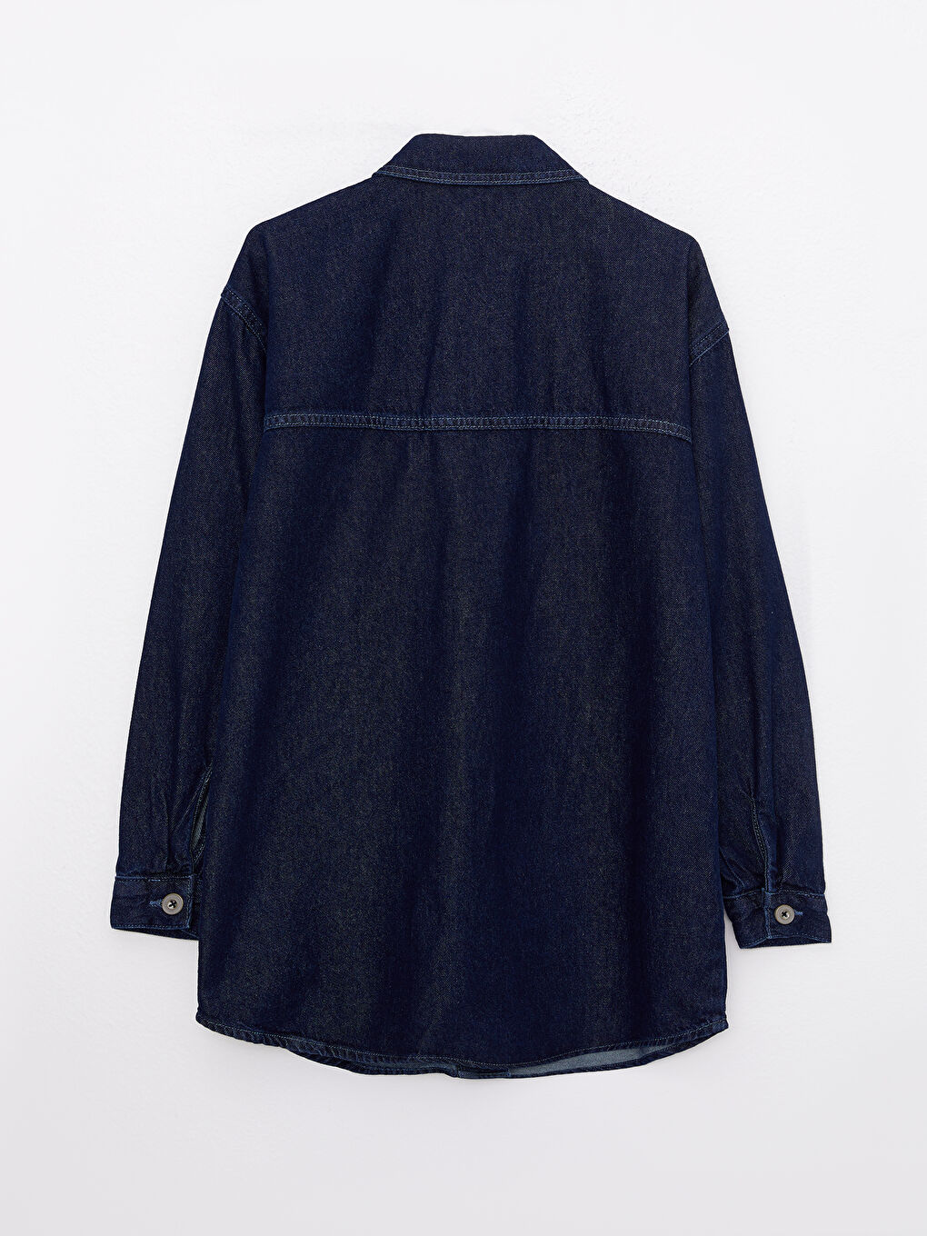 İndigo Gömlek Yaka Düz Uzun Kollu Kadın Rodeo Jean Tunik-6
