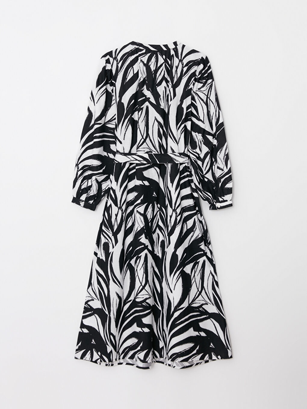 Crew Neck Patterned Long Sleeve Gabardine Women's Shirt Dress -S2IC82Z8-LQJ