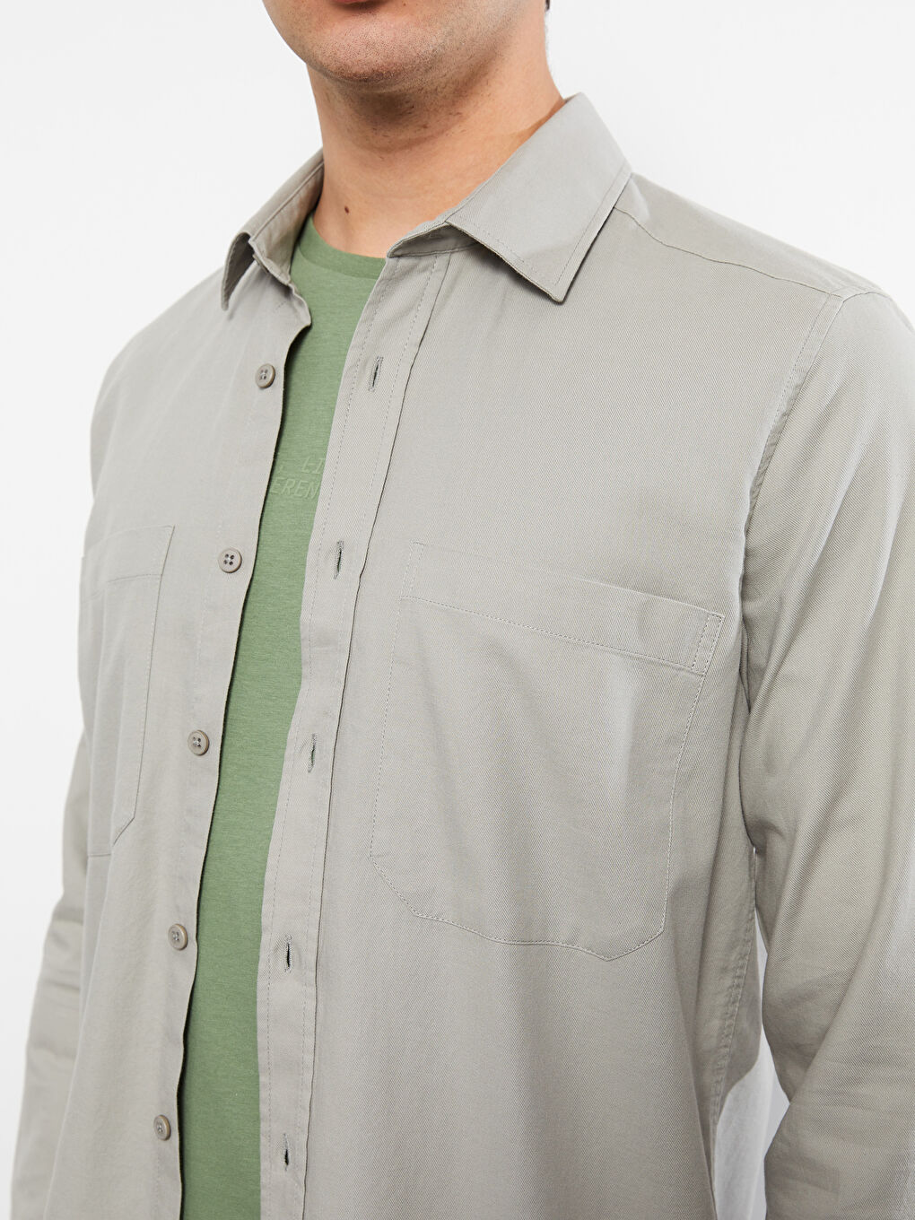 Slim Fit Long Sleeve Gabardine Men's Shirt-3