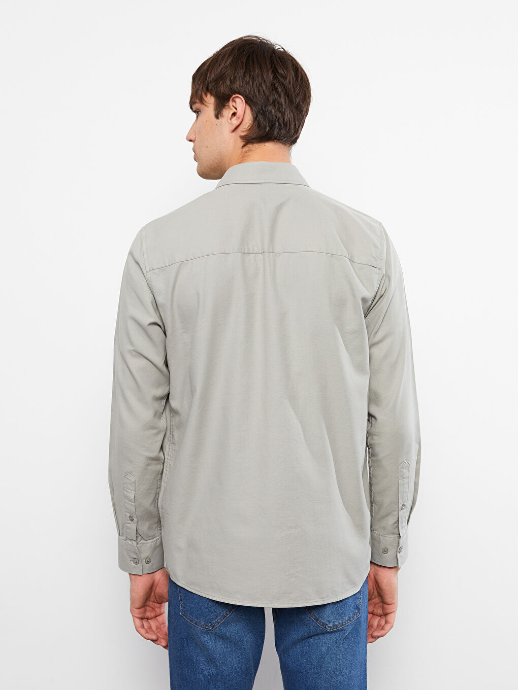 Slim Fit Long Sleeve Gabardine Men's Shirt-4