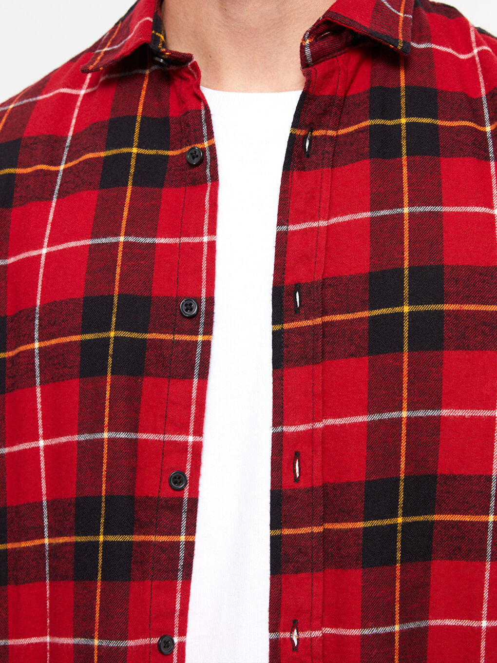 Kırmızı Regular Fit Uzun Kollu Ekose Erkek Oduncu Gömlek-3