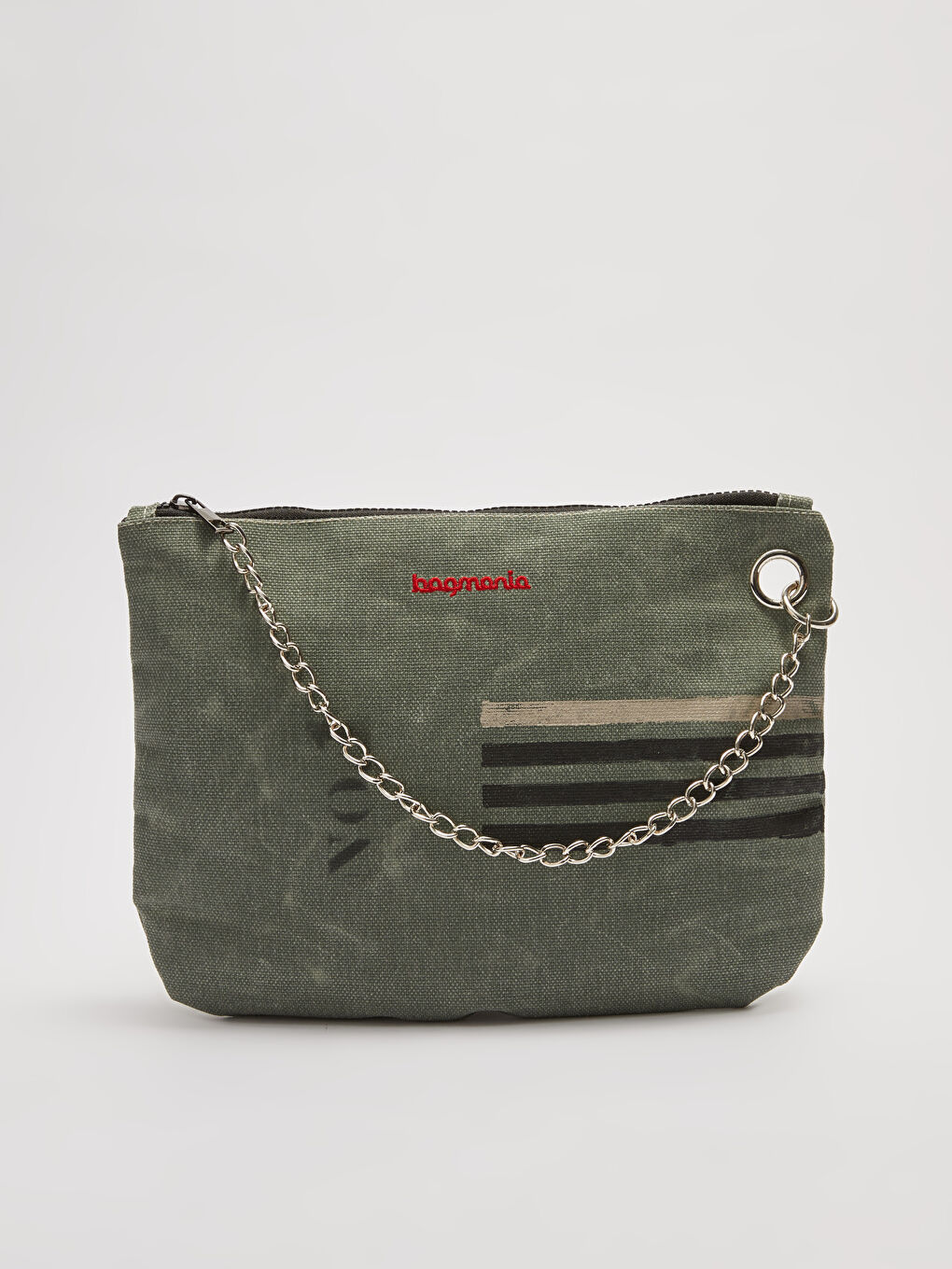 Haki Fermuarlı Kadın El Çantası