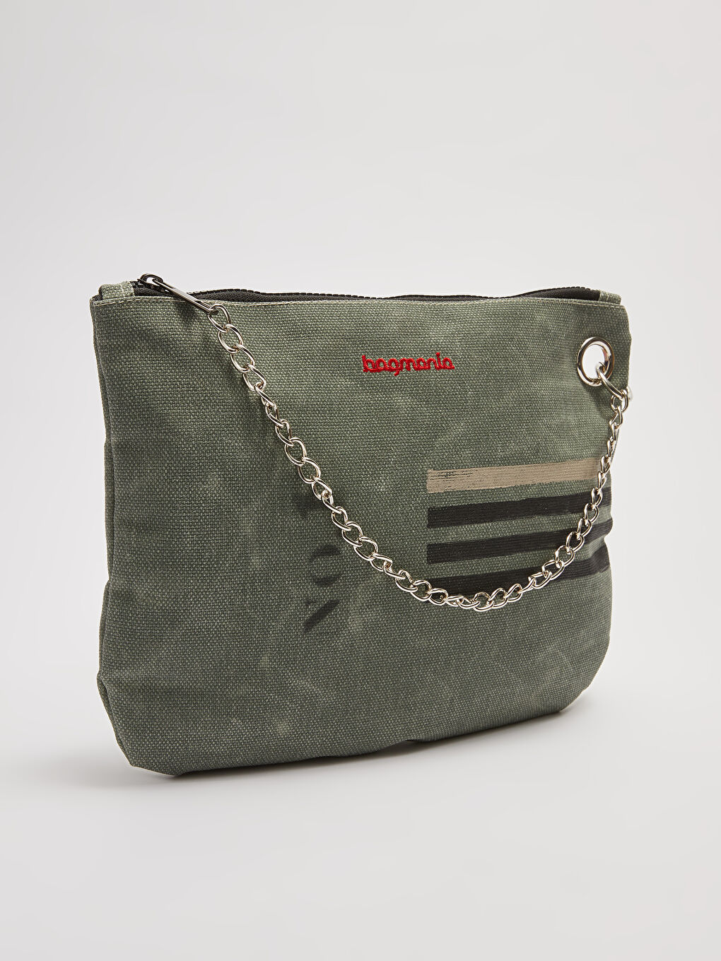 Haki Fermuarlı Kadın El Çantası-1