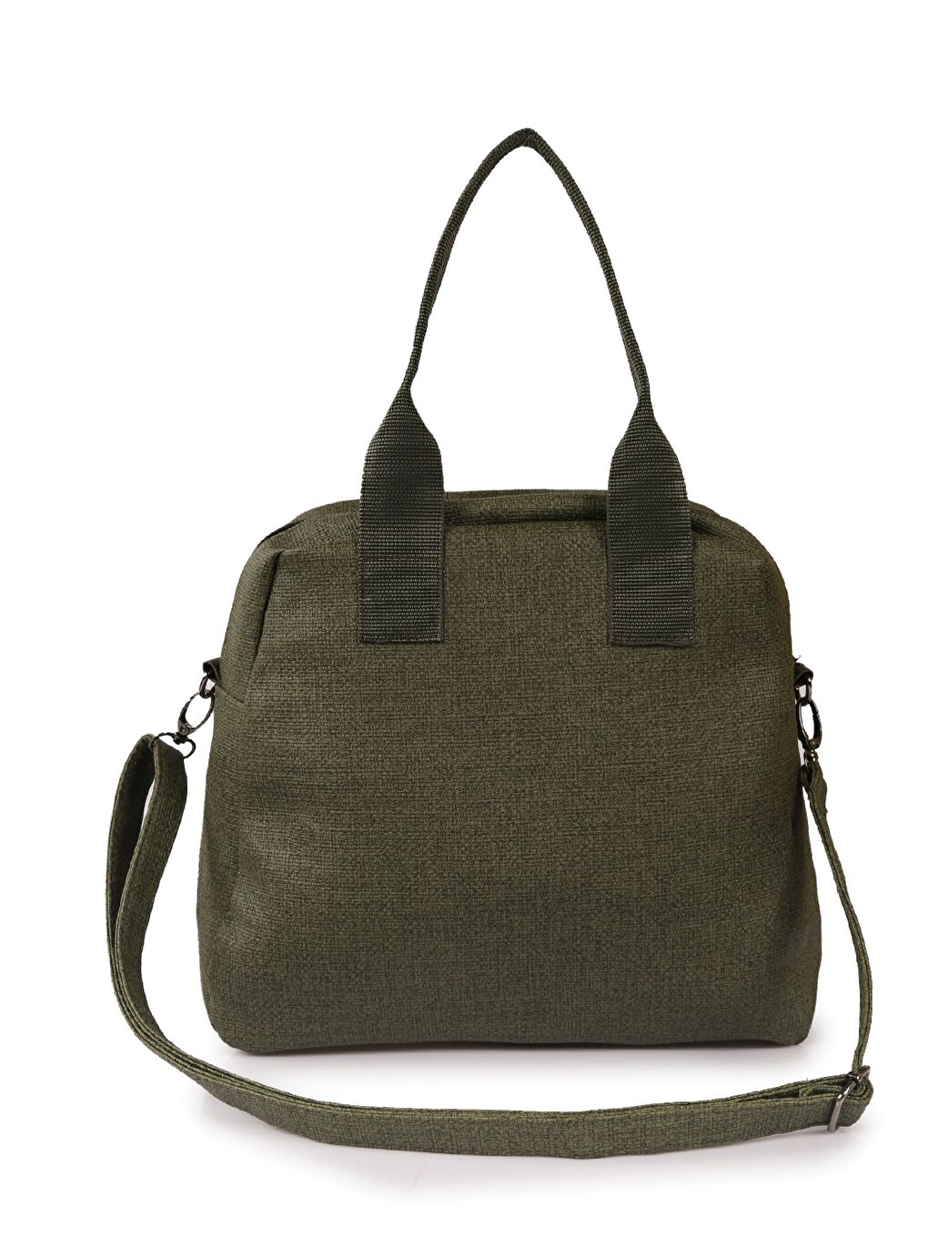 Haki Çok Bölmeli Fermuarlı Kadın Omuz Çantası-2