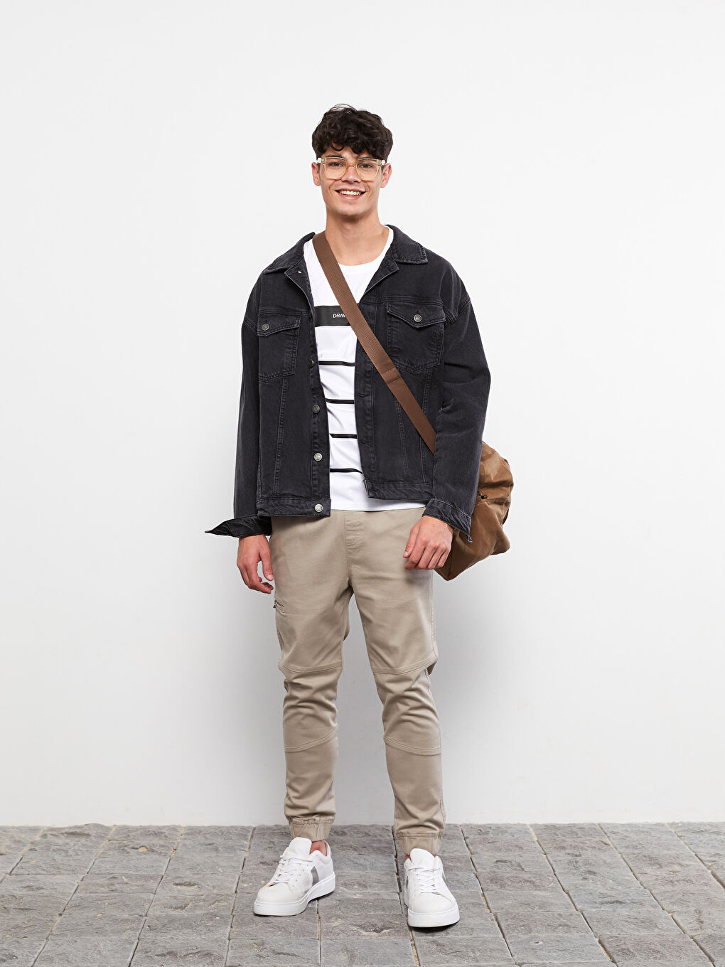 Schlank Geschnittene Twill Jogginghose für Herren