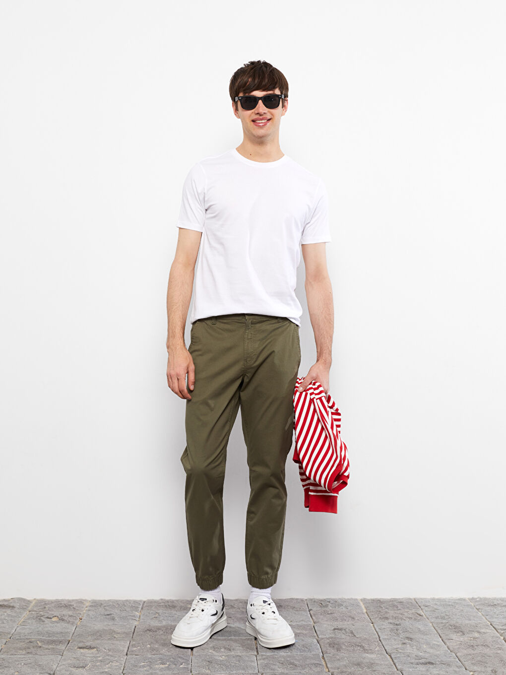 Muške džoger pantalone od gabardena slim fit -S2ID65Z8-S5R