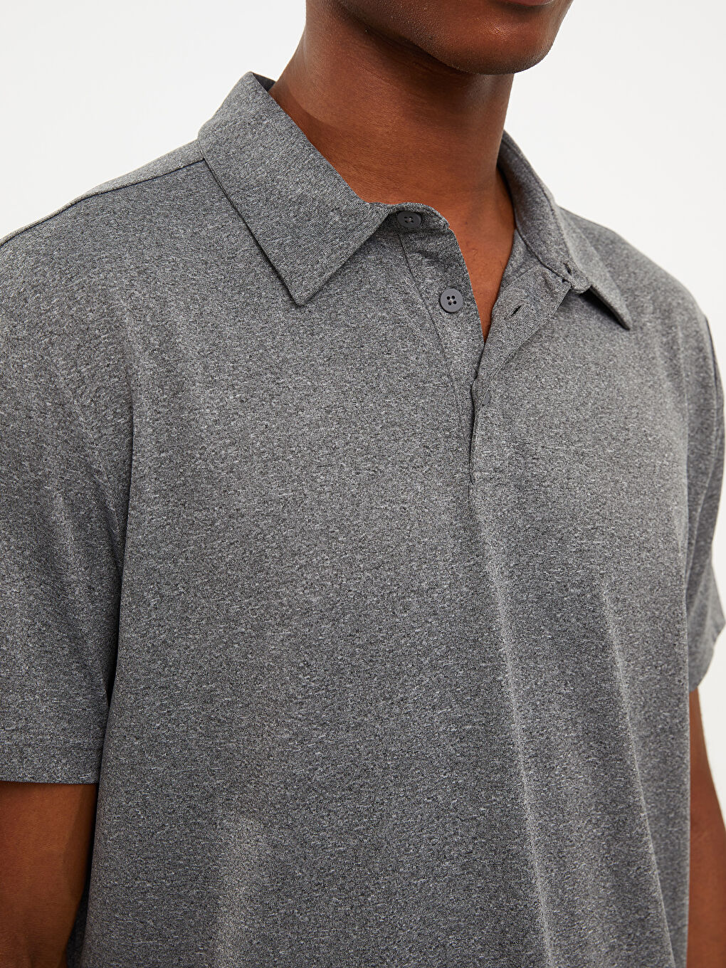 Antrasit Polo Yaka Kısa Kollu Erkek Tişört-3
