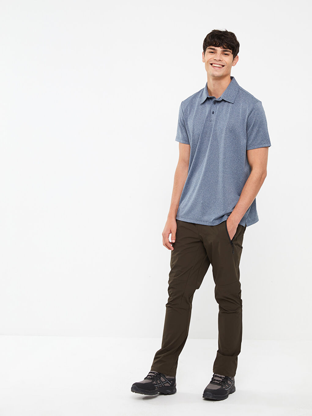 İndigo Polo Yaka Kısa Kollu Erkek Tişört-1