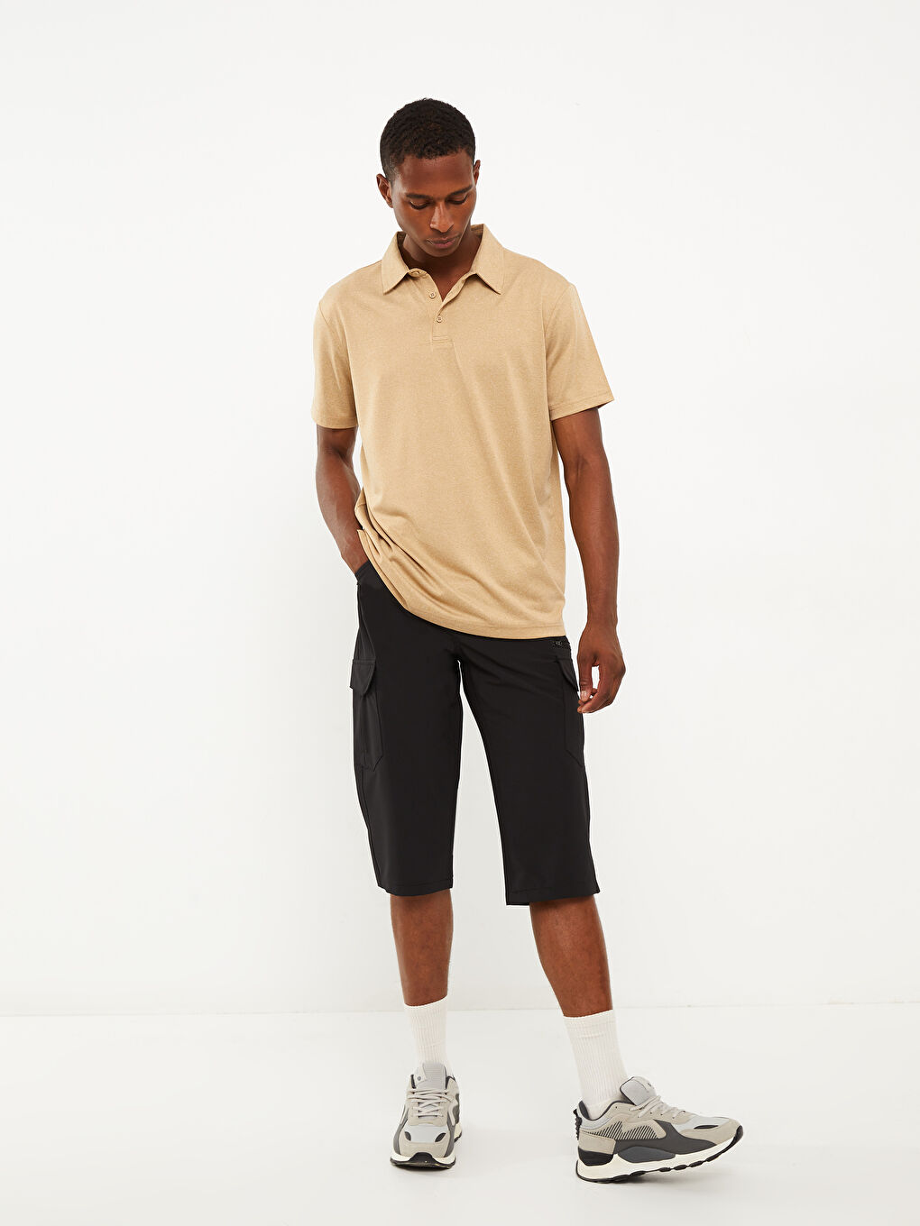 Kahverengi Polo Yaka Kısa Kollu Erkek Tişört