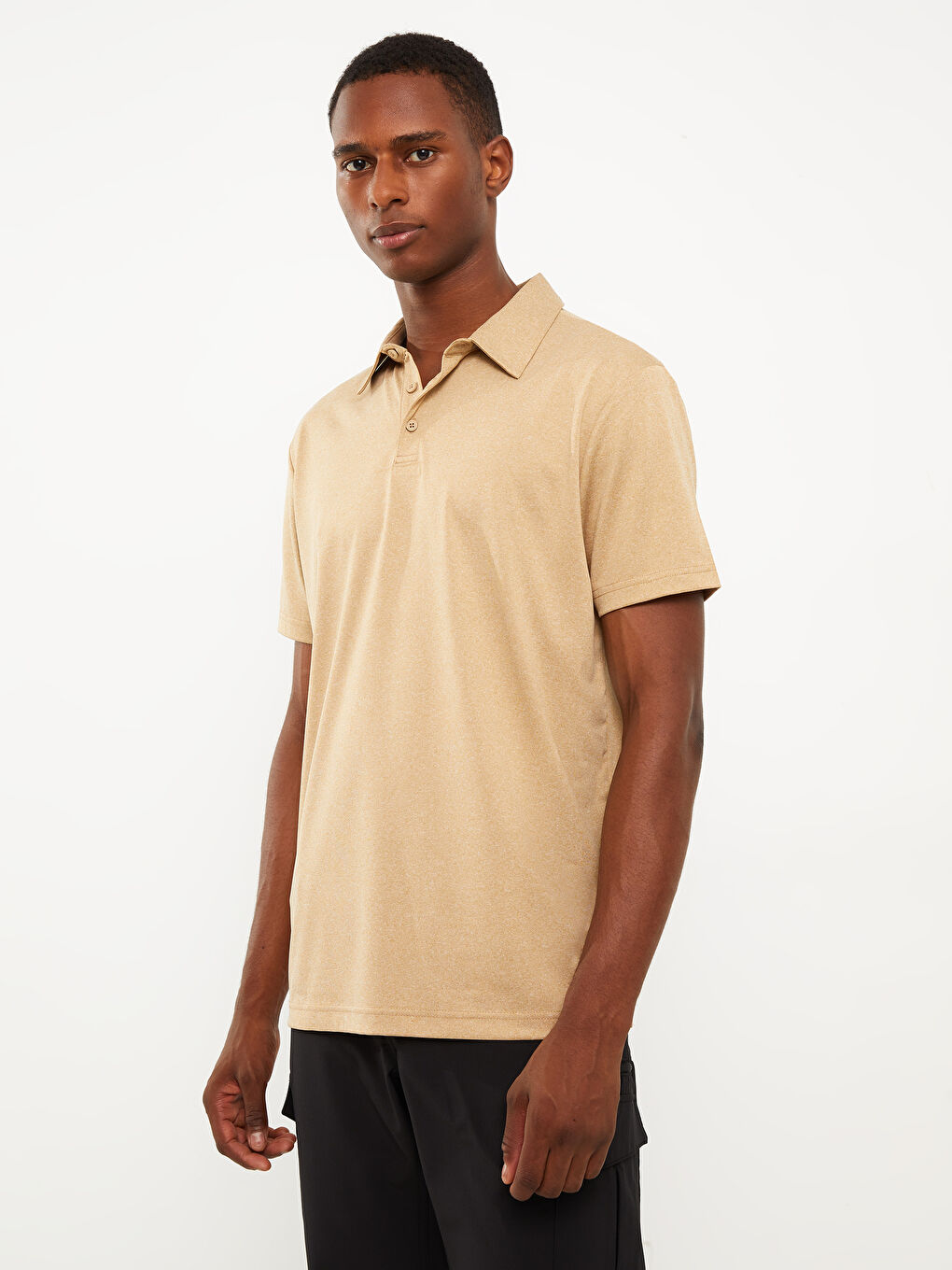 Kahverengi Polo Yaka Kısa Kollu Erkek Tişört-2