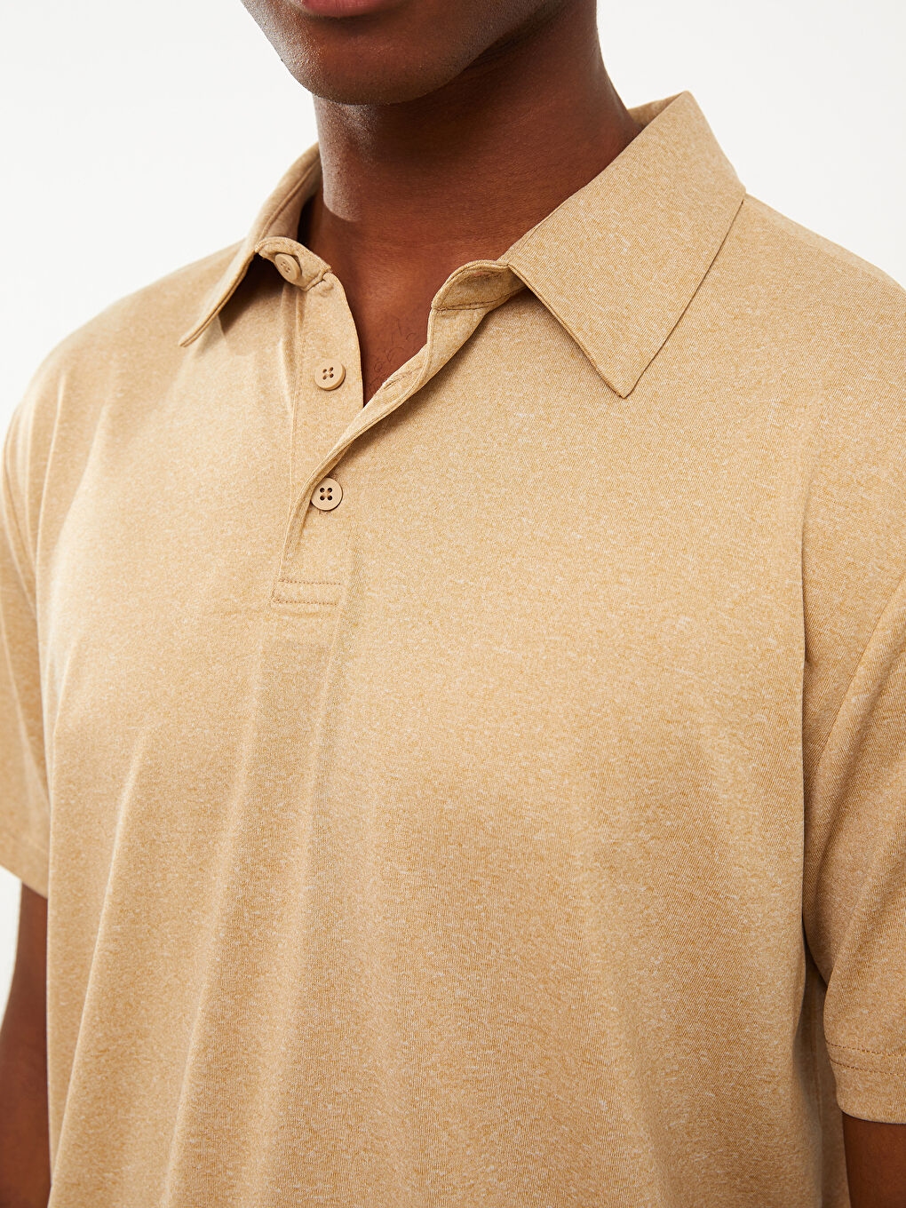 Kahverengi Polo Yaka Kısa Kollu Erkek Tişört-3