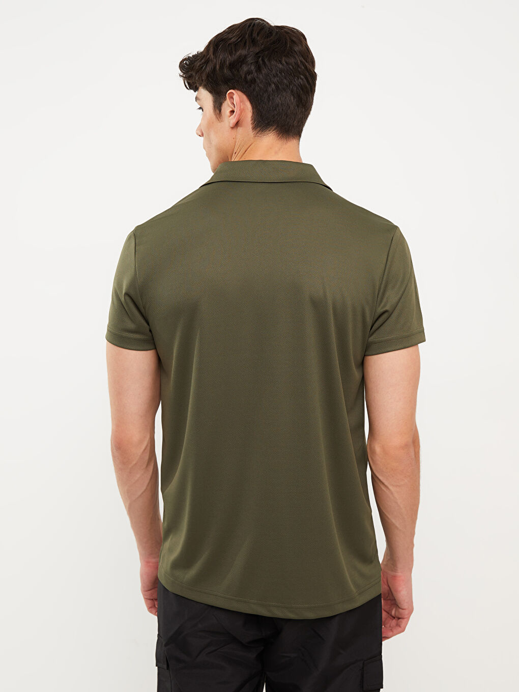 Haki Polo Yaka Kısa Kollu Erkek Tişört-4