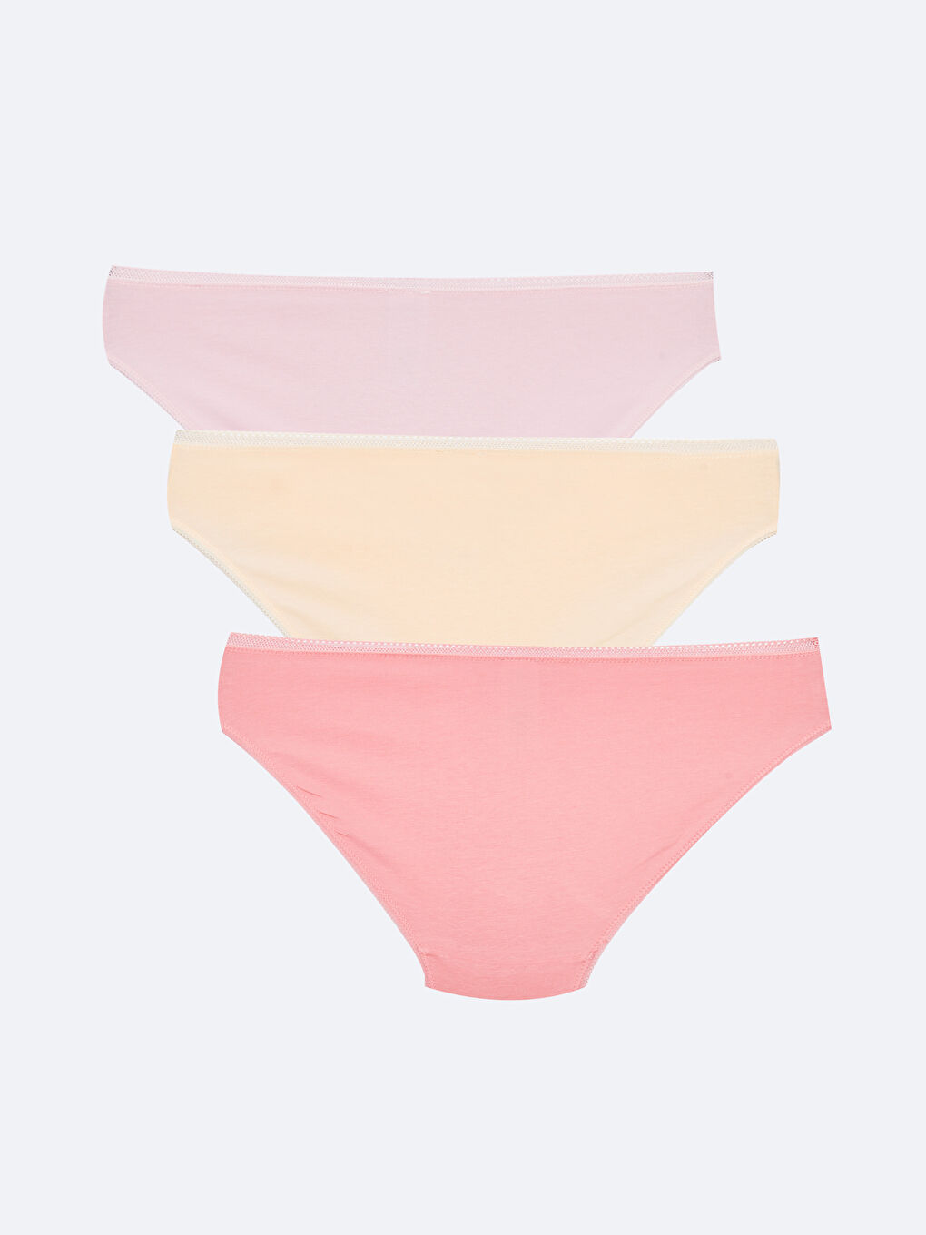 Pembe Düz Bikini Külot 3'lü-1
