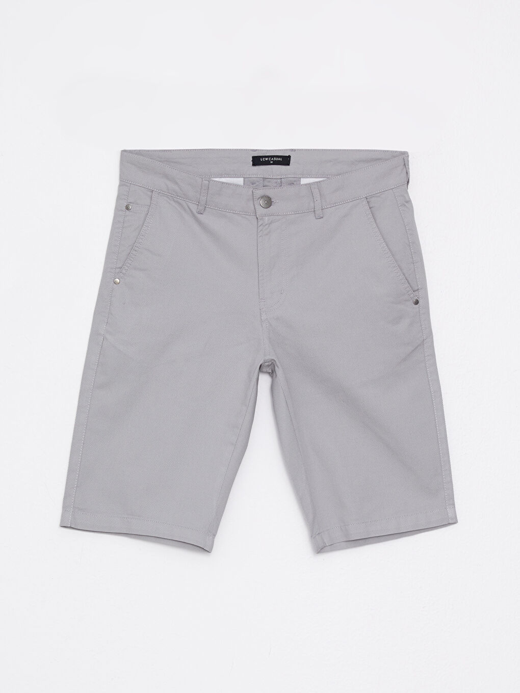 Gri Slim Fit Gabardin Erkek Şort-4