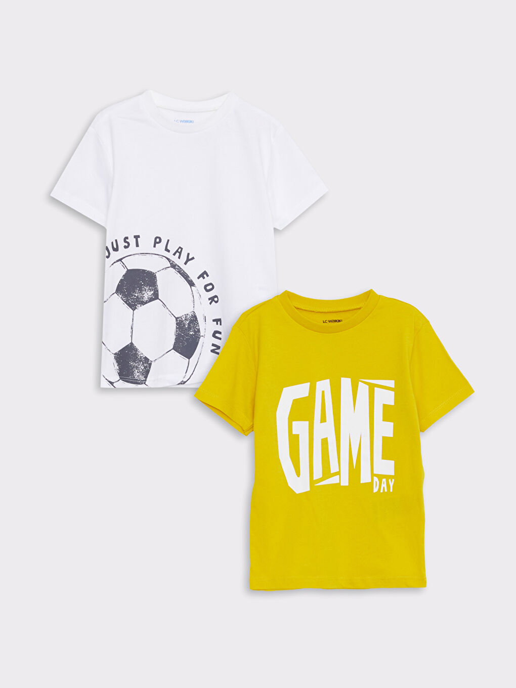 Beyaz Bisiklet Yaka Kısa Kollu Baskılı Pamuklu Erkek Bebek Tişört 2'li