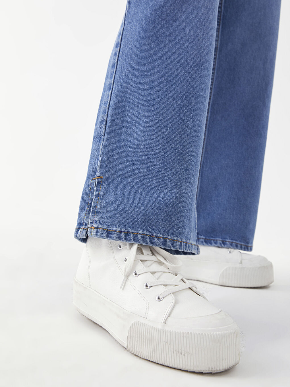 İndigo Rahat Kalıp Düz Geniş Paça Kadın Rodeo Jean Pantolon-6