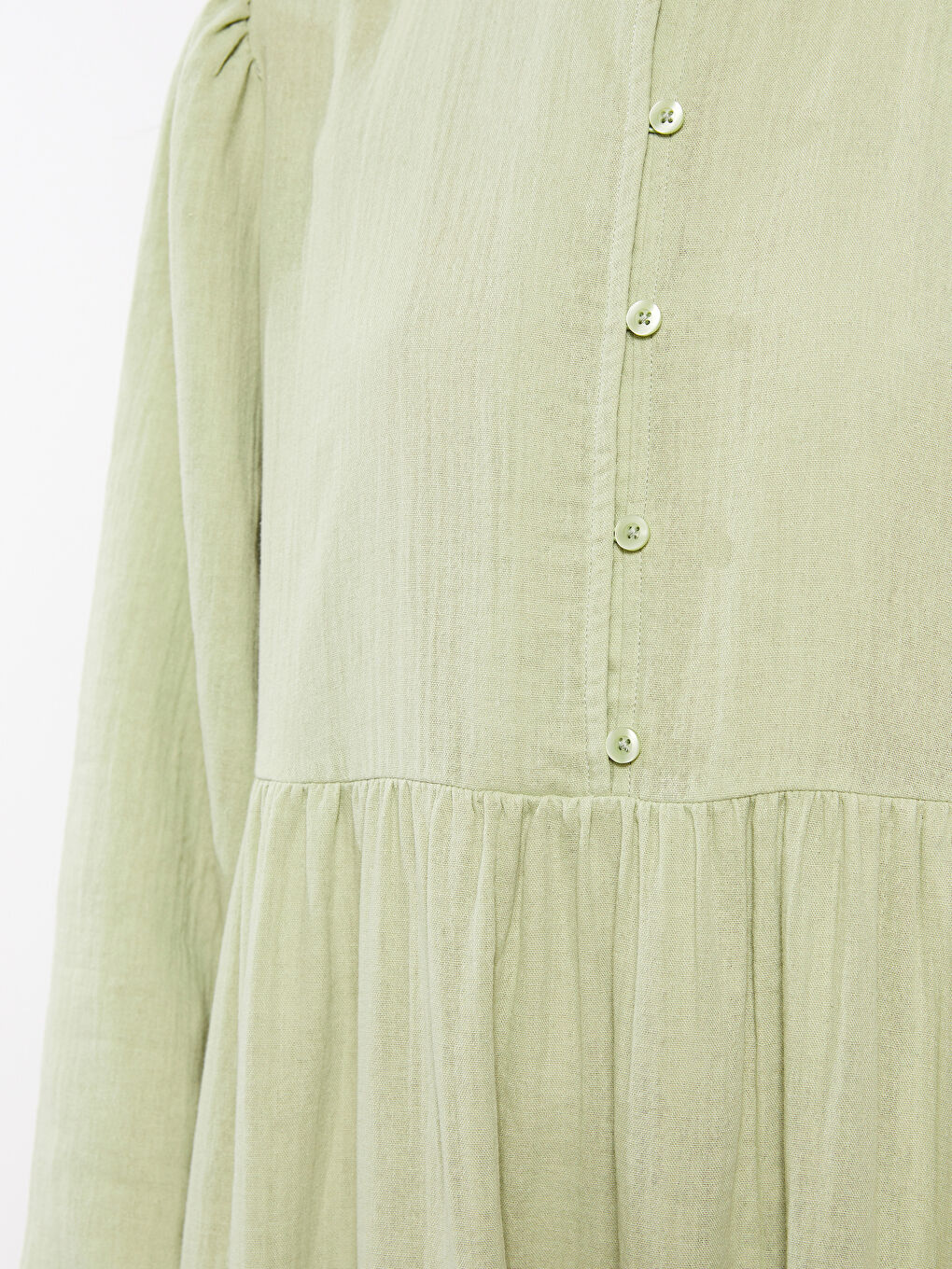 Robe en Coton à Col Rond Droite à Manches Longues pour Femmes-2