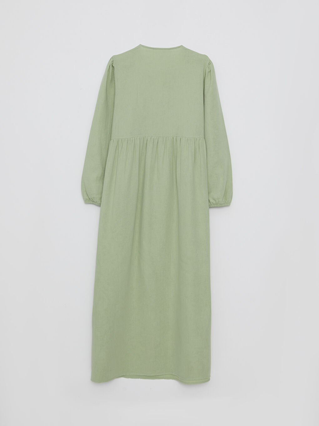 Robe en Coton à Col Rond Droite à Manches Longues pour Femmes-5