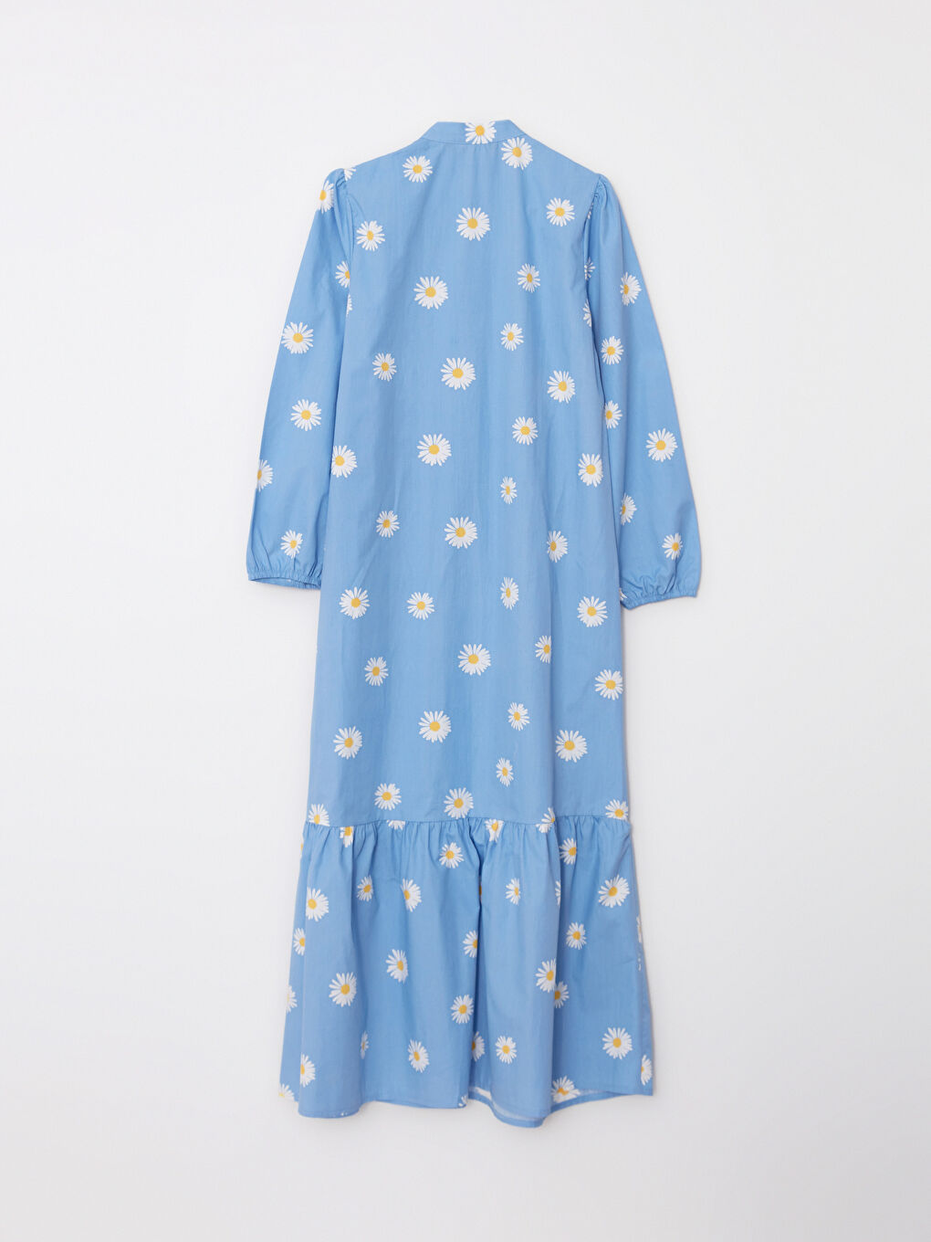 Mavi Hakim Yaka Çiçekli Poplin Kadın Elbise-6