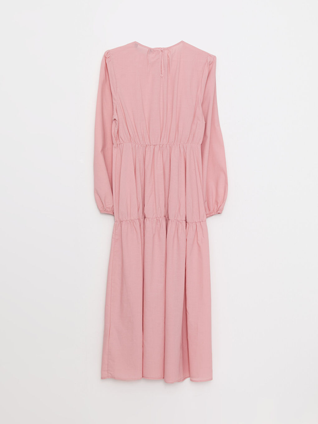 فستان نساء بكول مدور فورم كم طويل قطن-6