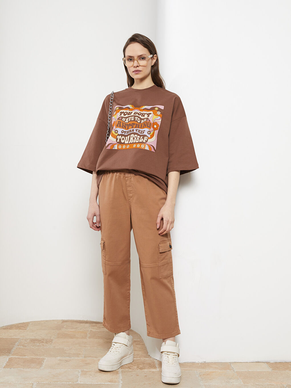 LCW Modest Elastic Waist Comfortable Fit Straight Pocket Detailed Gabardine Women's Trousers -S2IE52Z8-HBR