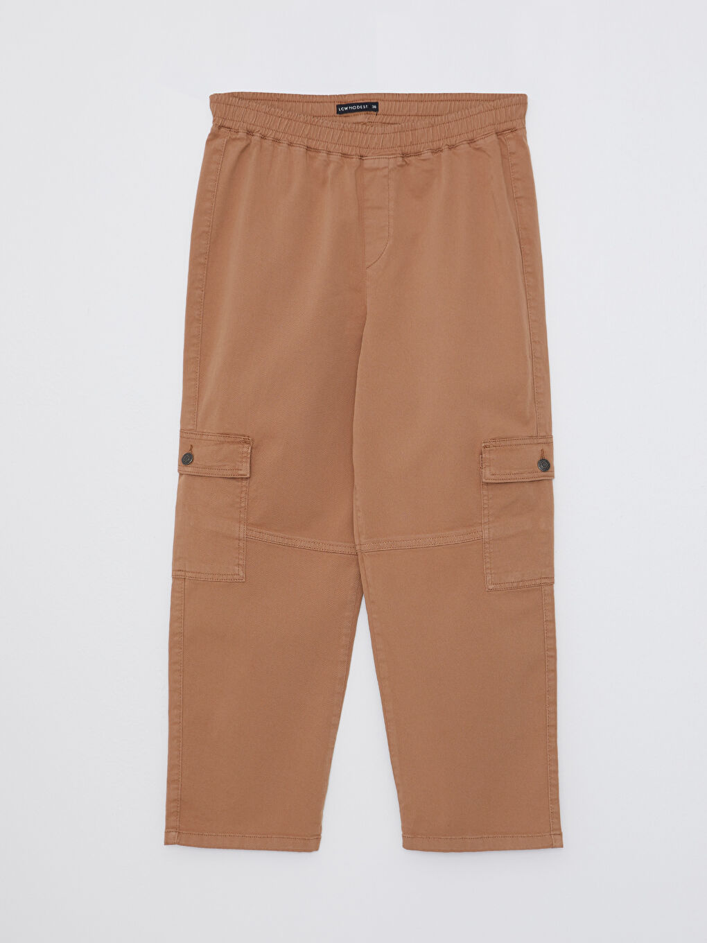 LCW Modest Elastic Waist Comfortable Fit Straight Pocket Detailed Gabardine Women's Trousers -S2IE52Z8-HBR