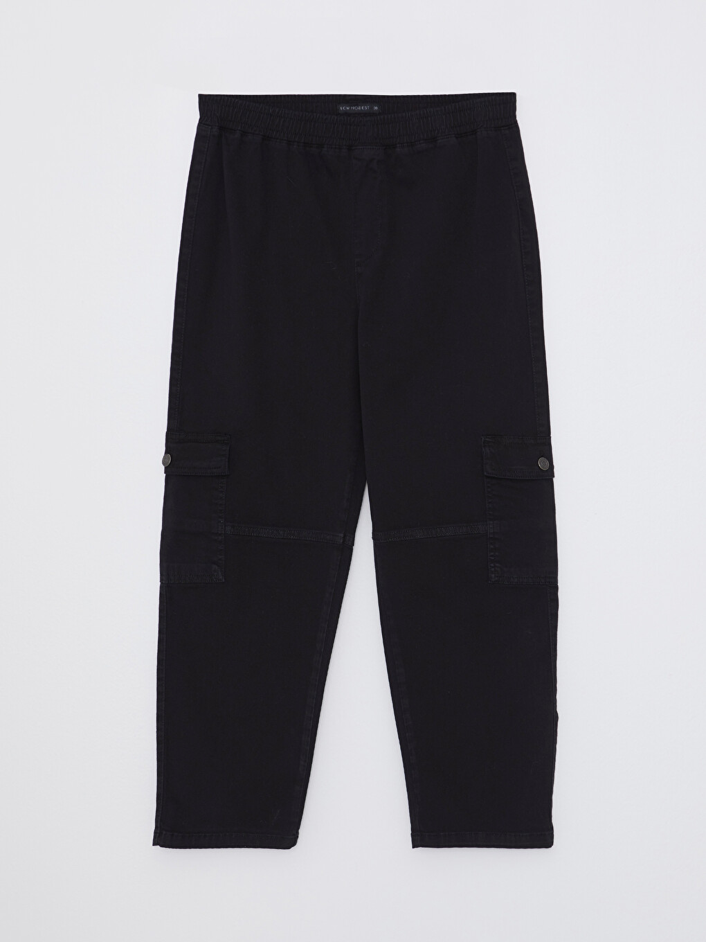 Elastic Waist Comfortable Fit Straight Pocket Detailed Gabardine Women's Trousers-5