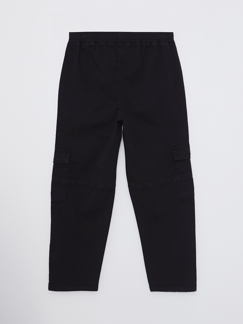Elastic Waist Comfortable Fit Straight Pocket Detailed Gabardine Women's Trousers-6