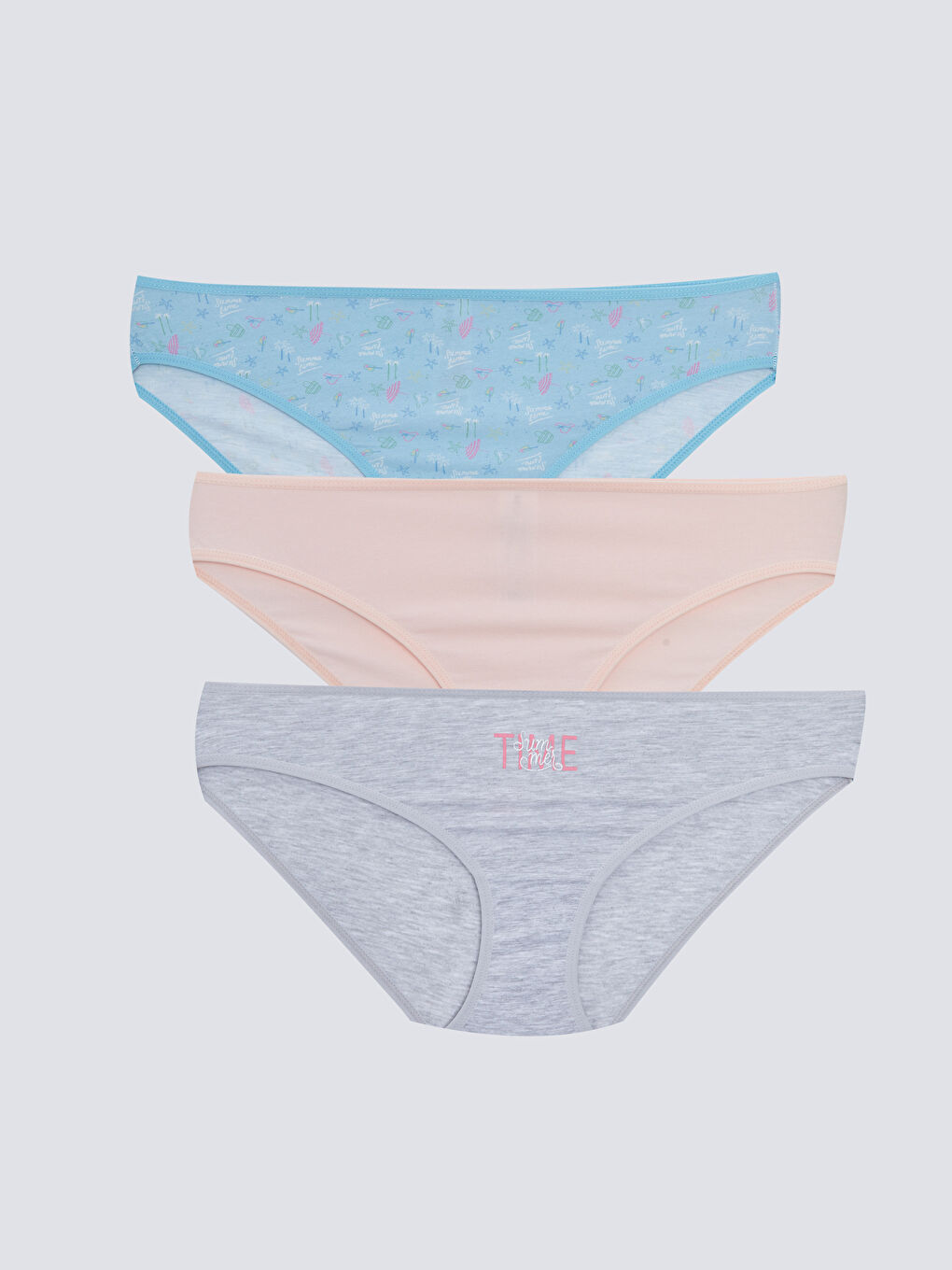 Gri Baskılı Bikini Külot 3'lü