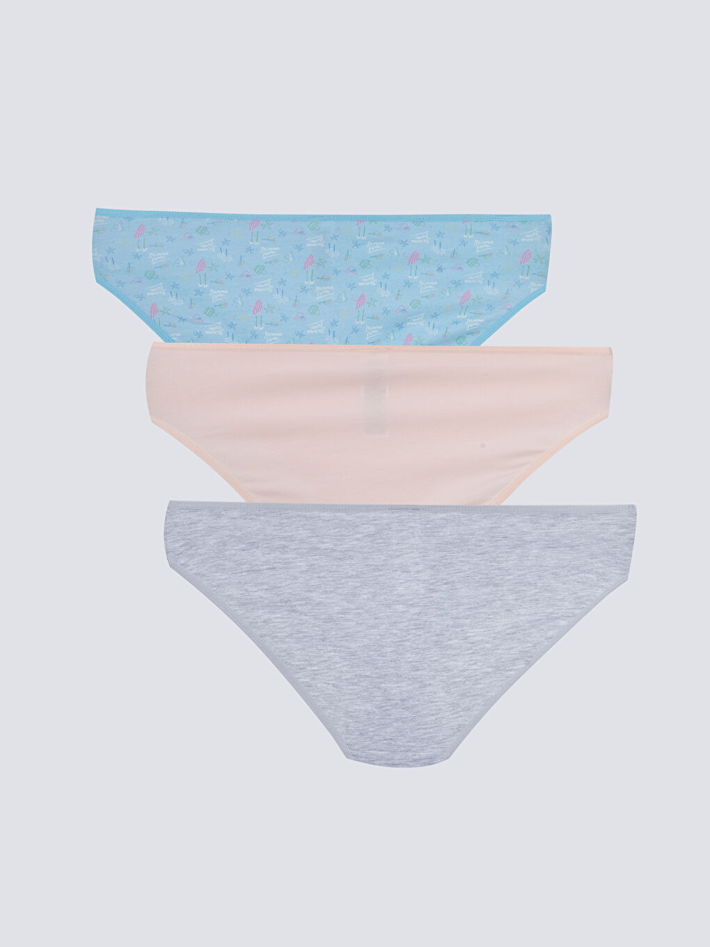 Gri Baskılı Bikini Külot 3'lü-1