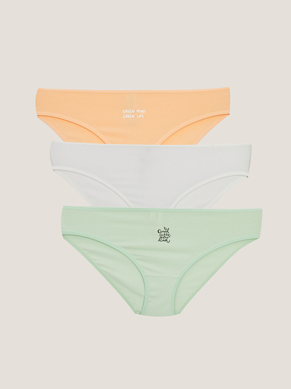 Yeşil Baskılı Bikini Külot 3'lü Paket