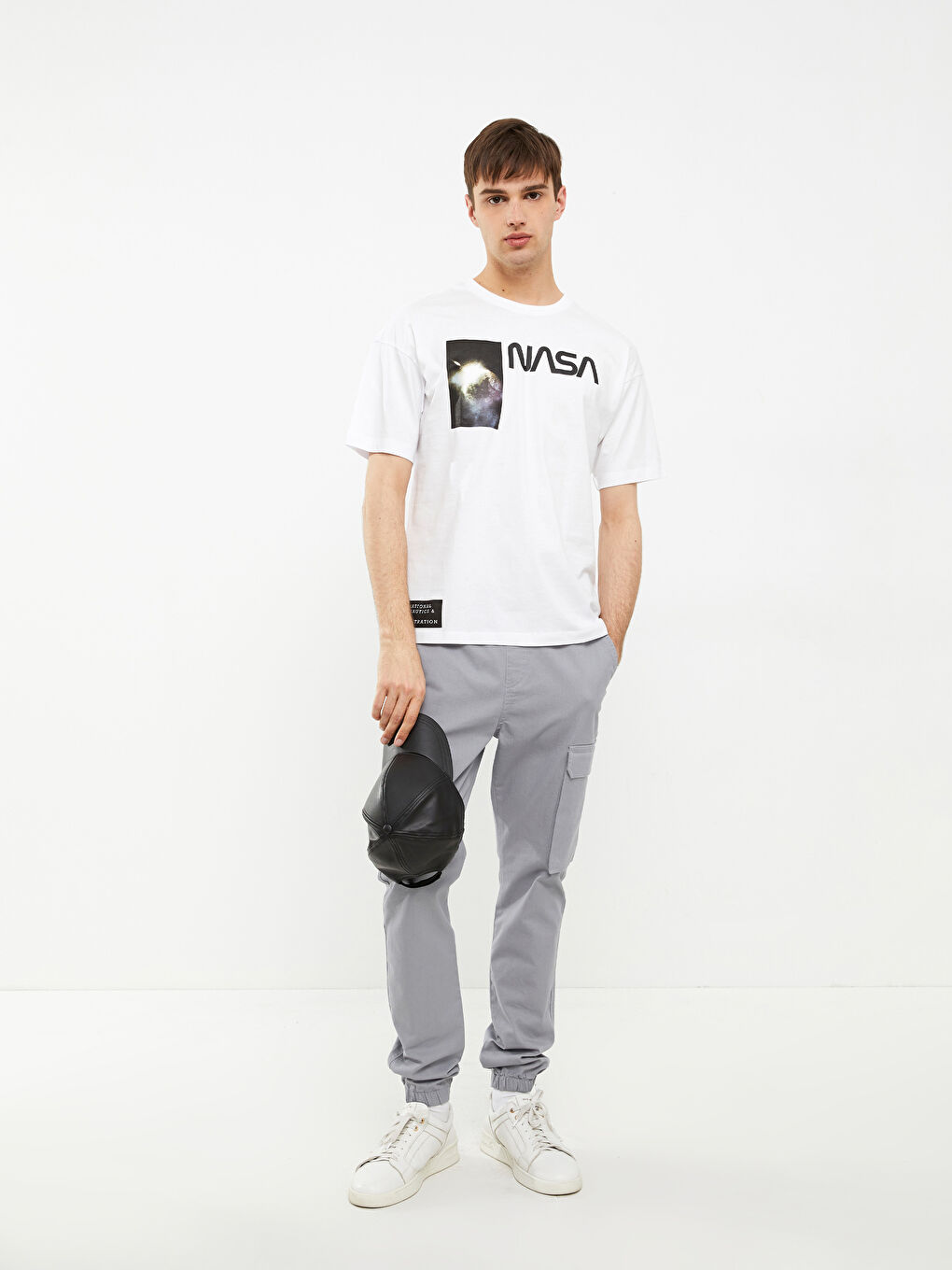 XSIDE Oversize Crew Neck Short Sleeve Nasa Printed Combed Men's T-Shirt -S2IE70Z8-KE8