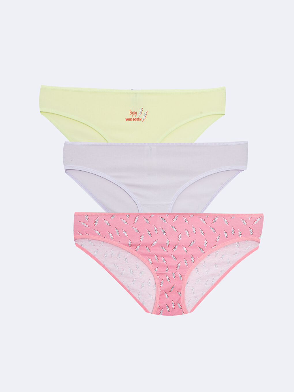 Pembe Desenli Bikini Külot 3'lü Paket