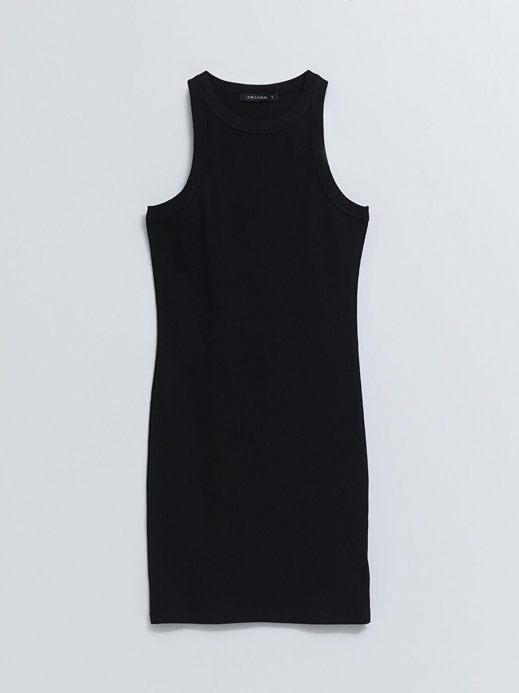 Siyah Kadın Bisiklet Yaka Düz Kolsuz Bodycon Elbise-4