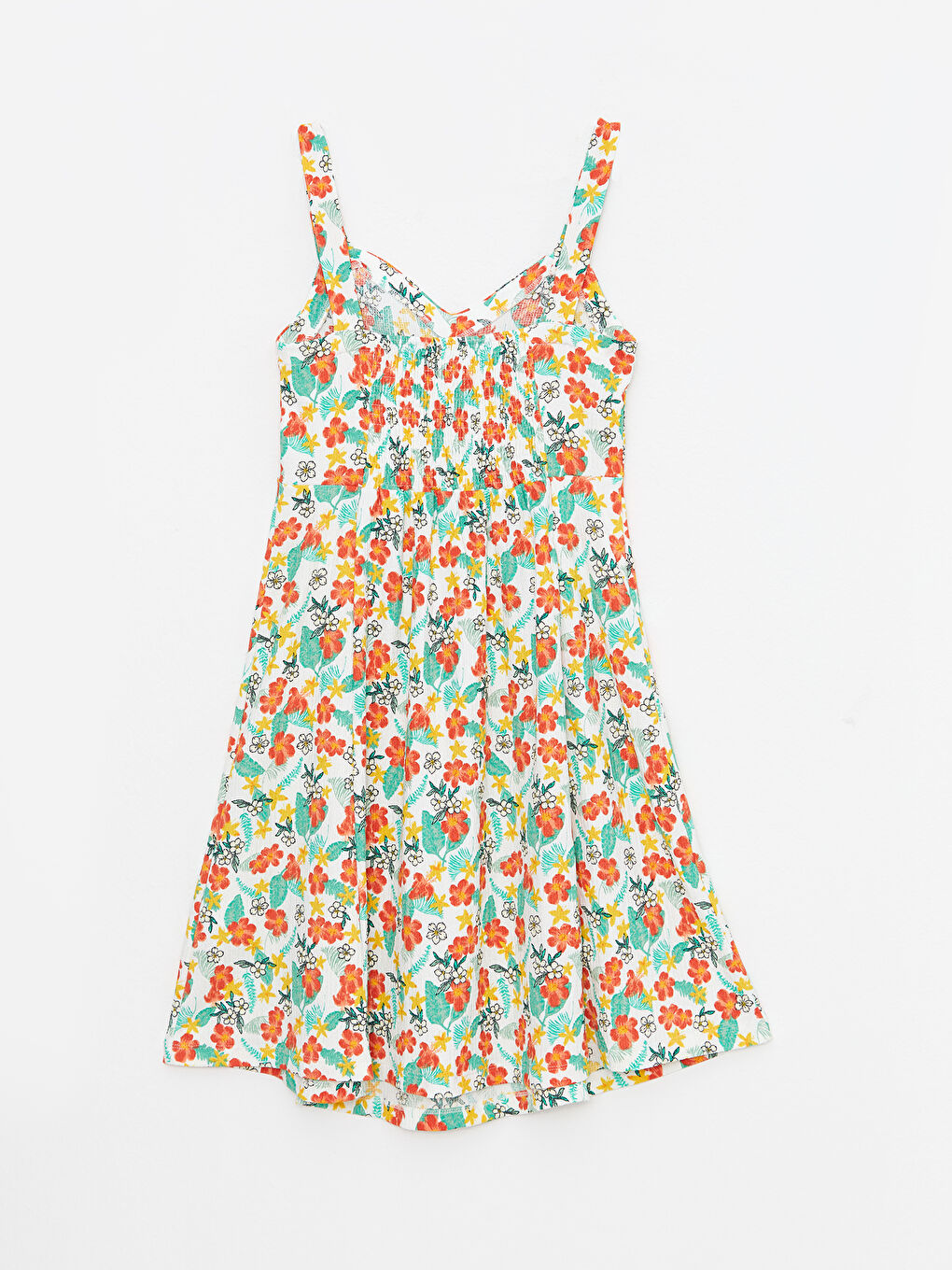 გულის ფორმის დეკოლტე ყვავილოვანი თასმებიანი ნაოჭიანი ორსულობის კაბა-6