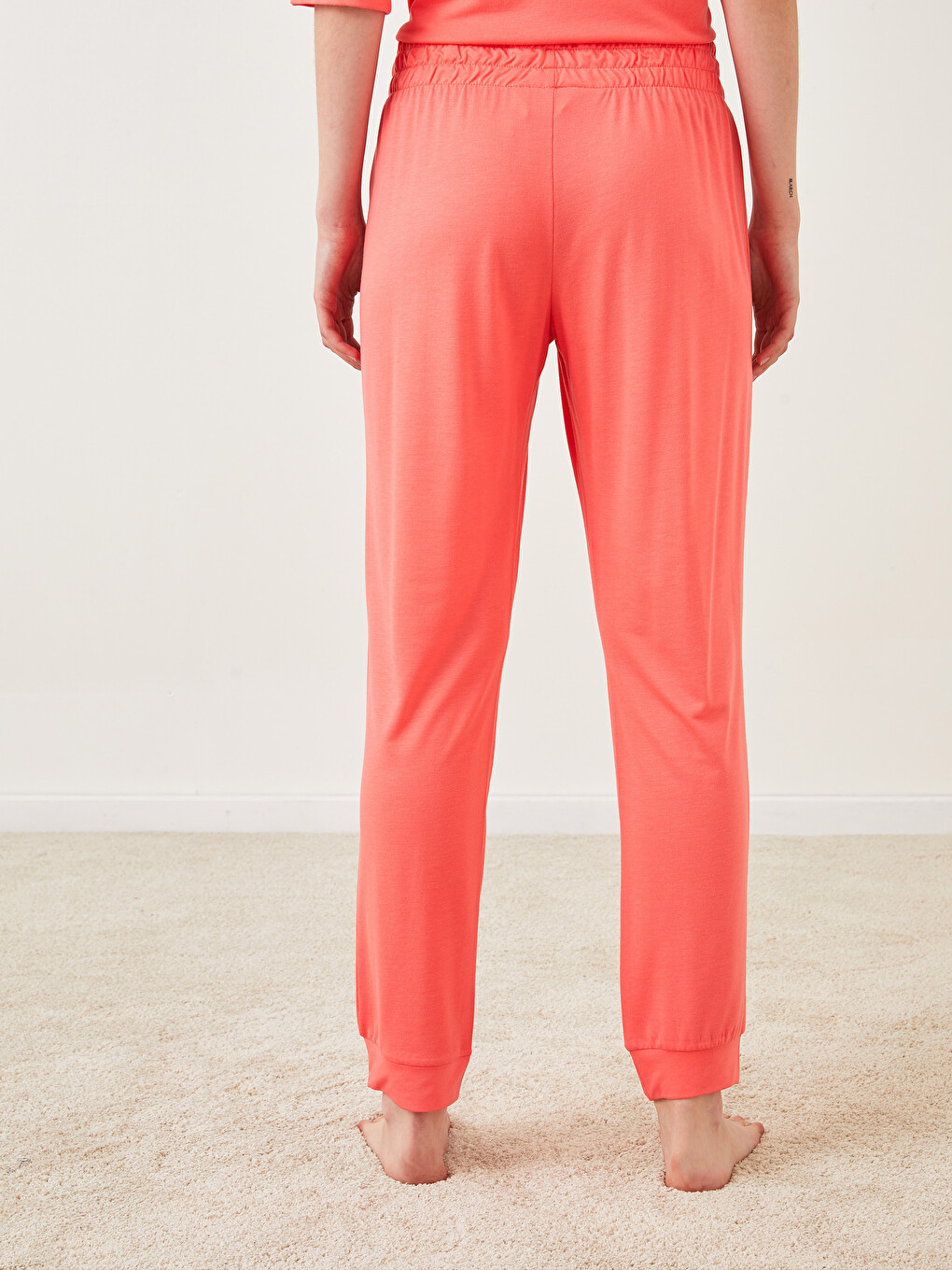 Mercan Kadın Beli Lastikli Düz Jogger Pijama Alt-4