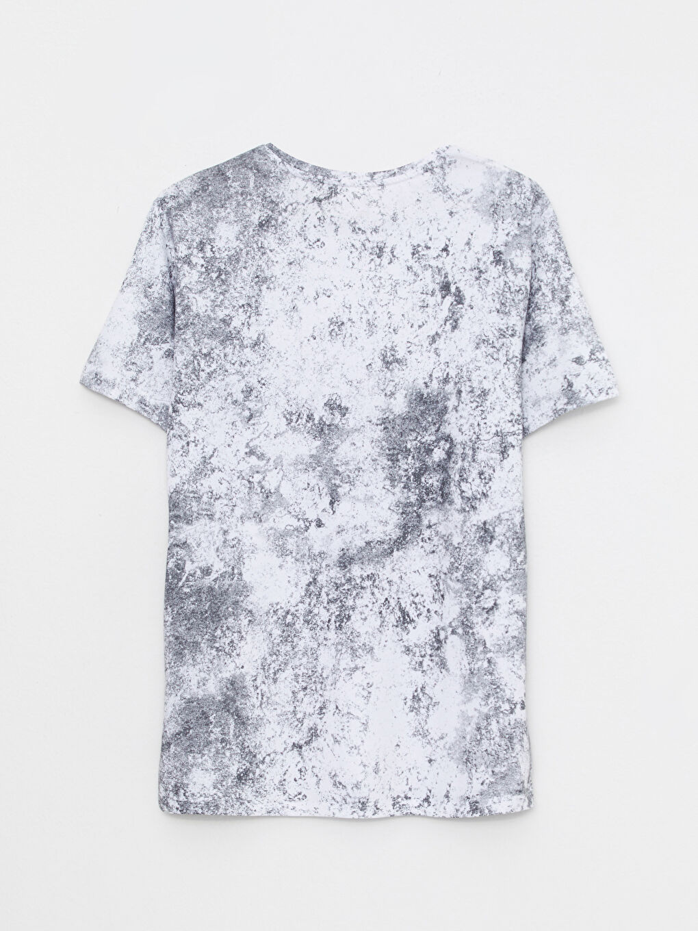 Beyaz Bisiklet Yaka Kısa Kollu Desenli Erkek Spor Tişört-5