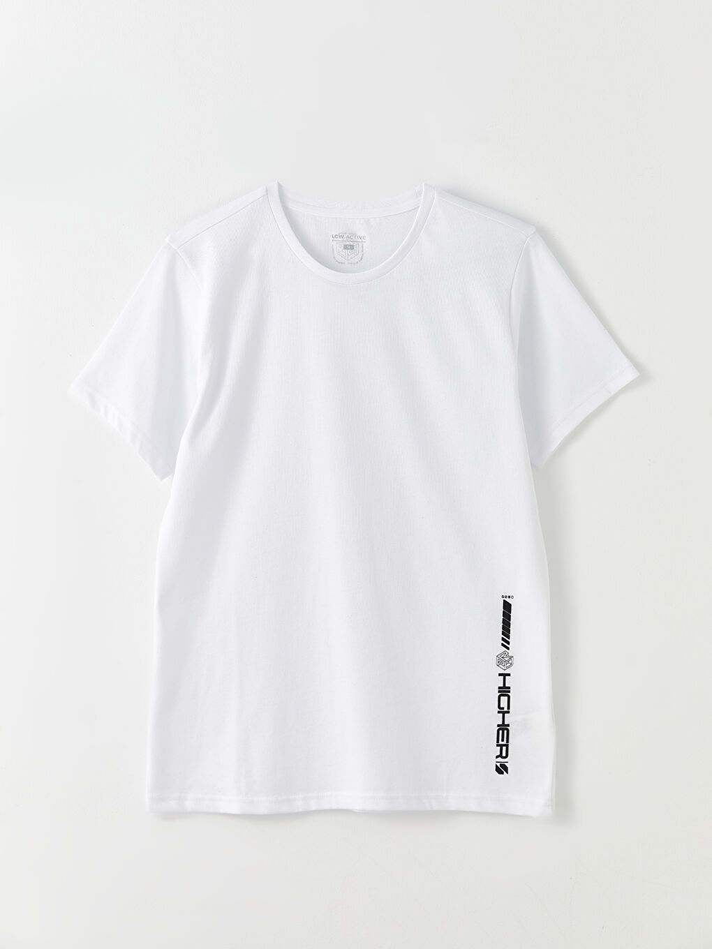 Beyaz Bisiklet Yaka Kısa Kollu Baskılı Erkek Spor Tişört-5